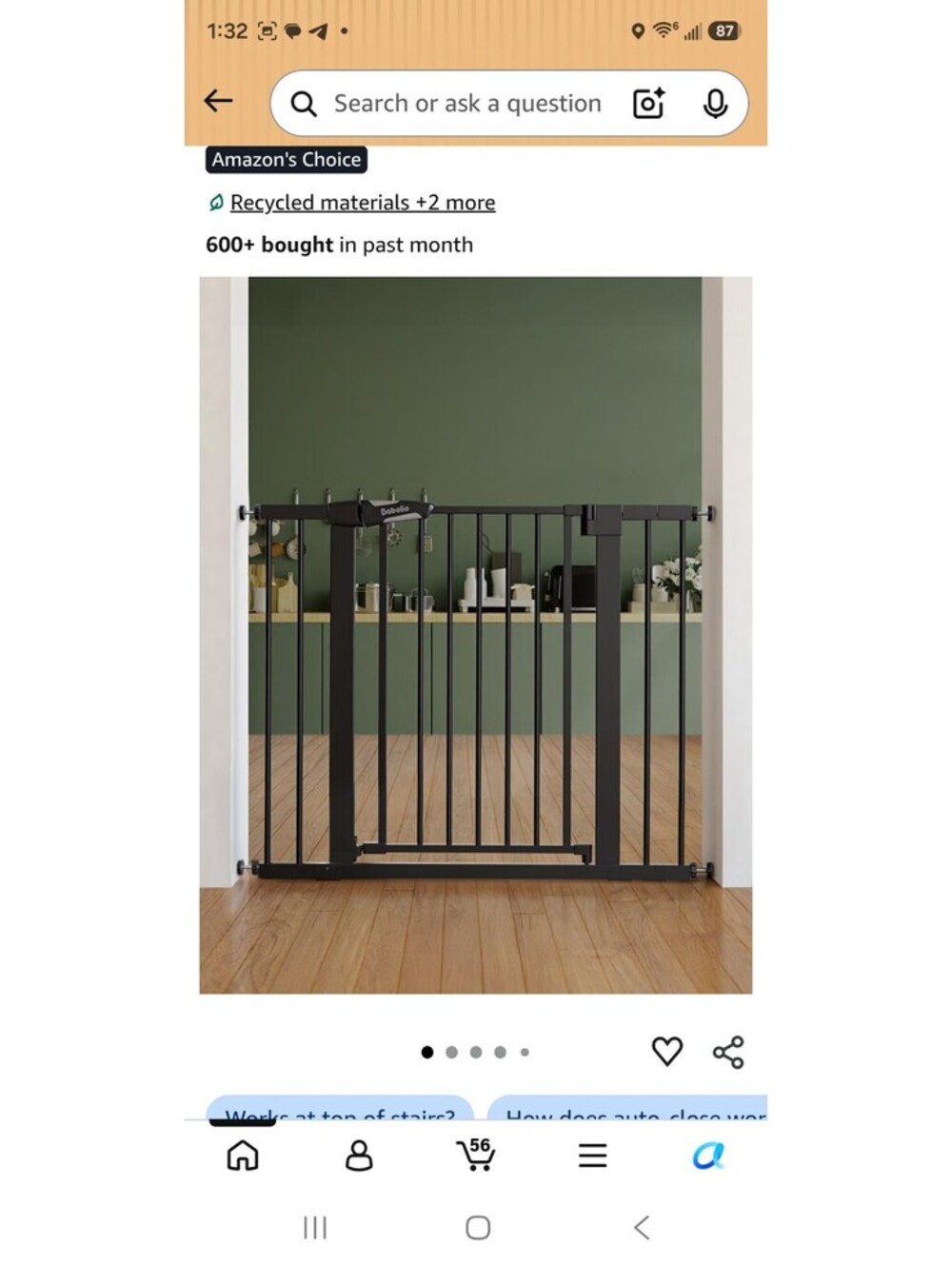 Babelio PressGuard Baby Gate for Stairs, 30" Tall 26"-40" Wide, Black